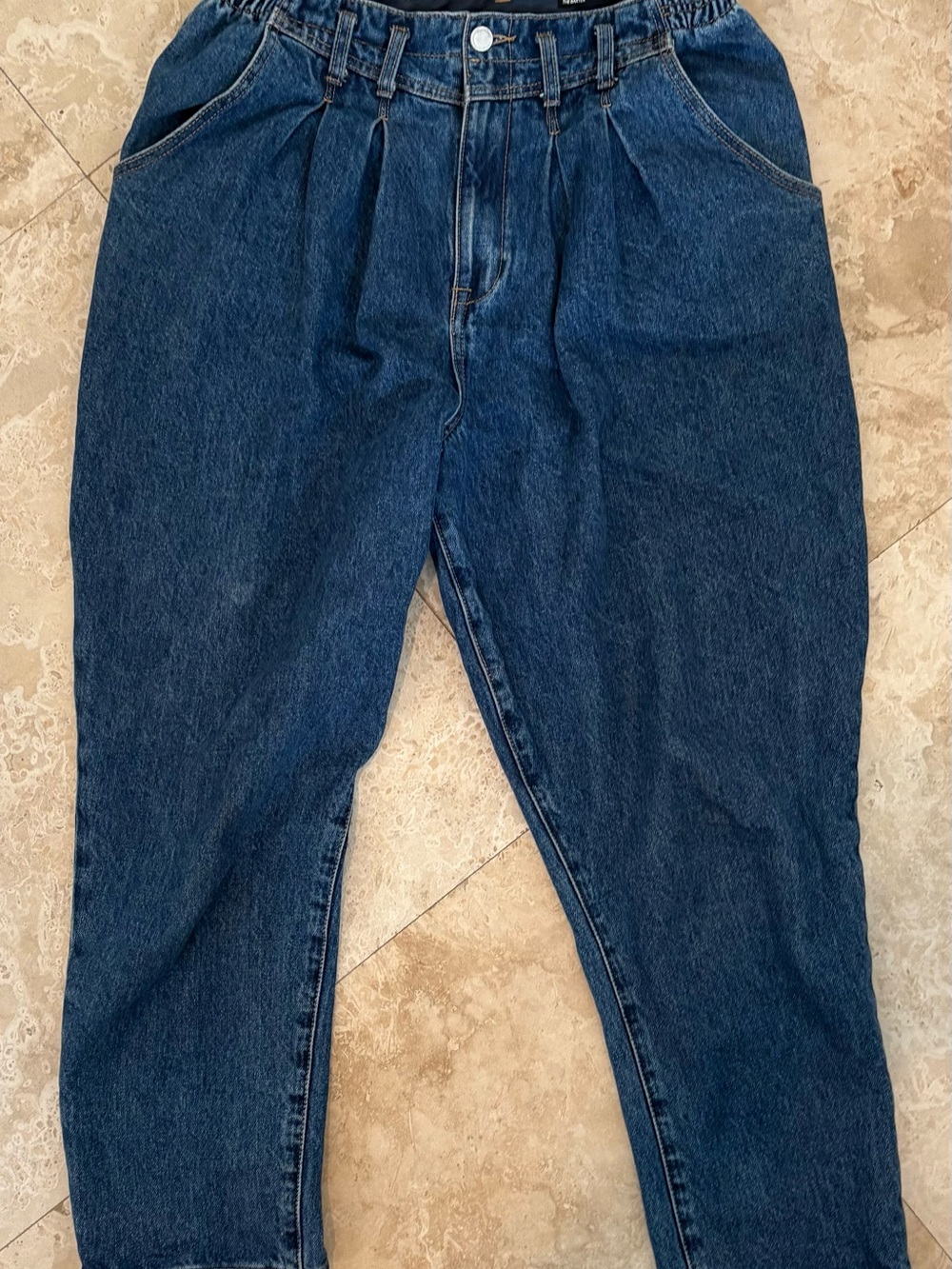 Blank NYC Relaxed Indigo Blue Pleated Jeans